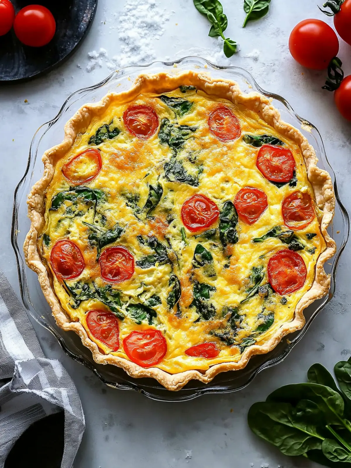 Easy Spinach Tomato Tortilla Quiche for a Fresh Twist 2 Simple Spinach Tomato Tortilla Quiche