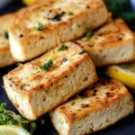 Zesty Baked Tofu Steaks with Lemon and Garlic Goodness 6 Baked Tofu Steaks with Lemon and Garlic
