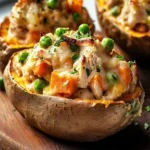 Chicken Pot Pie Stuffed Sweet Potatoes