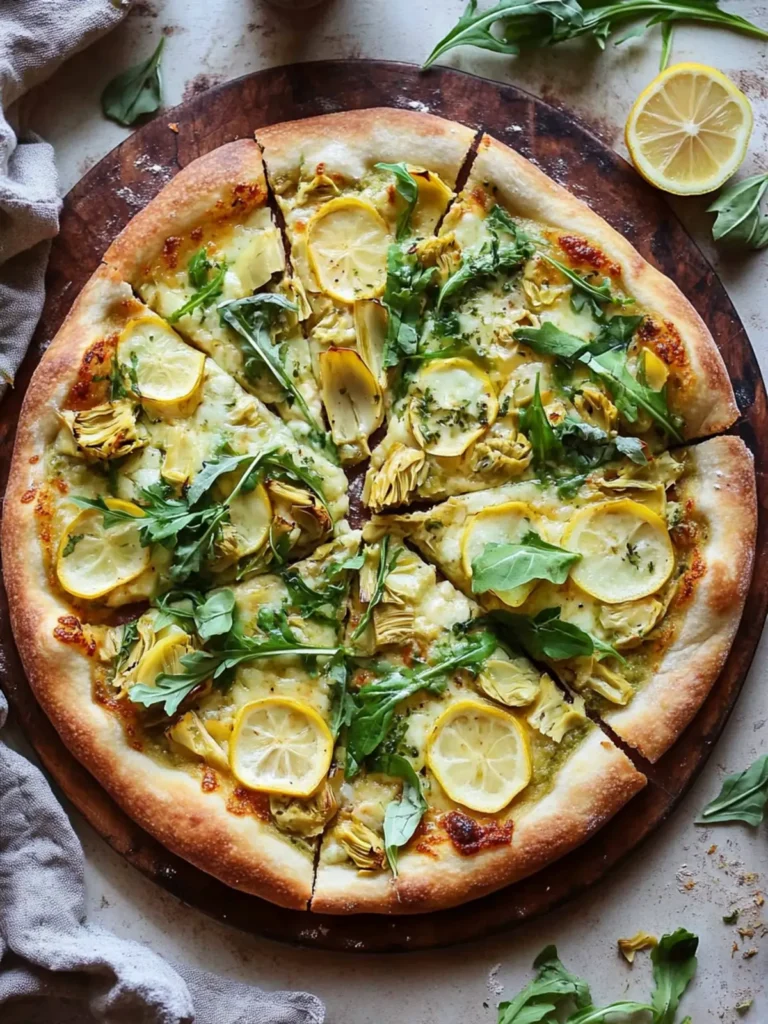 Lemon Artichoke Arugula Pizza